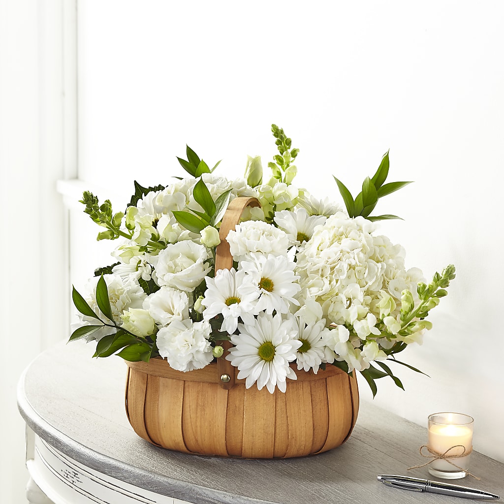 Pure Ivory Basket – County Seat Florist, Mays Landing NJ