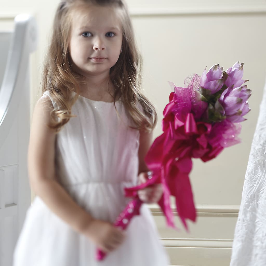 Sparkle Pink Flower Girl Bouquet – County Seat Florist, Mays Landing NJ