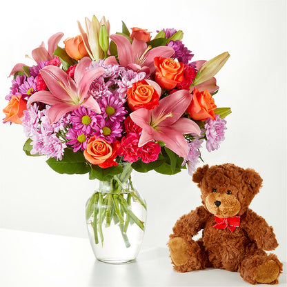 One and Only Bouquet and Bear Bundle –  County Seat Florist, Mays Landing NJ