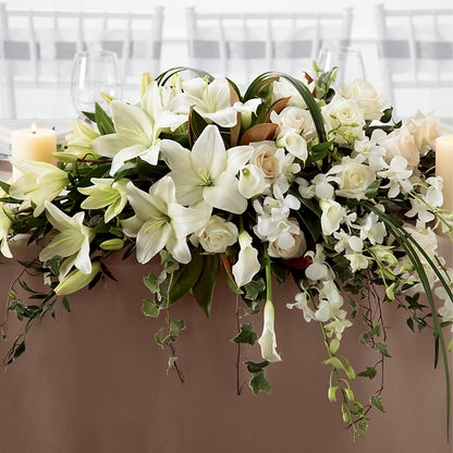 White Linen Arrangement –  County Seat Florist, Mays Landing NJ