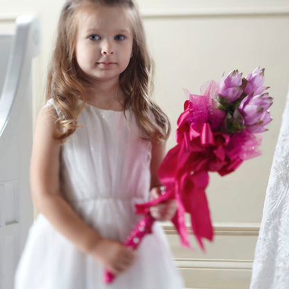 Sparkle Pink Flower Girl Bouquet –  County Seat Florist, Mays Landing NJ